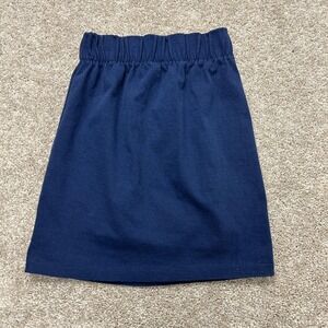Vintage DEB Skirt Womens Small Blue Solid Jersey Pencil Short Elastic Casual
